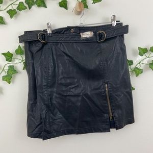 Altar’d state black pleather belted zip mini skirt